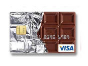 Wenn das mal nicht zum Anbeißen ist! Diese Visa Card erinnert an eine Tafel Schokolade. (Bild-Copyright: Epos/Visa)