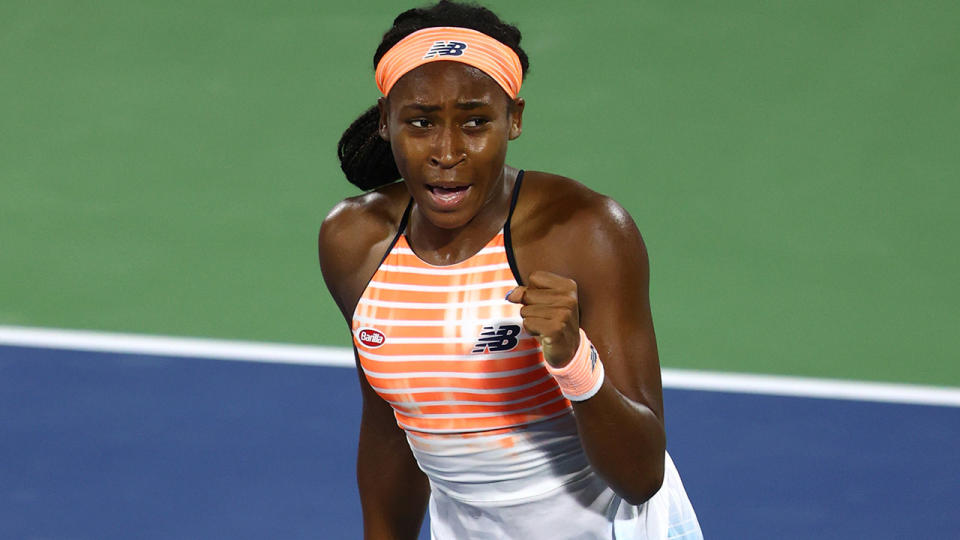 Coco Gauff, pictured here in action at the Dubai Duty Free Tennis.