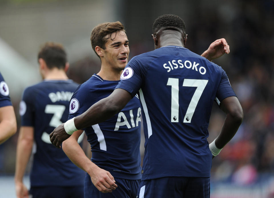 <p>Soccer Football – Premier League – Huddersfield Town vs Tottenham Hotspur – John Smith’s Stadium, Huddersfield, Britain – September 30, 2017 Tottenham’s Harry Winks and Moussa Sissoko celebrate after the match REUTERS/Peter Powell EDITORIAL USE ONLY. No use with unauthorized audio, video, data, fixture lists, club/league logos or “live” services. Online in-match use limited to 75 images, no video emulation. No use in betting, games or single club/league/player publications. Please contact your account representative for further details. </p>