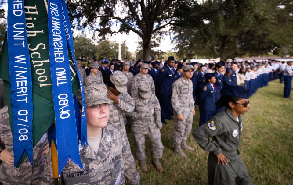 Many students, including ROTC unit members, attended Friday's ceremony.