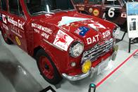 <p>This Datsun 1000 sedan "Fuji" was among the first factory-backed race cars from the brand. It used the company's first overhead vale 1.0-liter engine, making a grand total of 33 hp. </p>