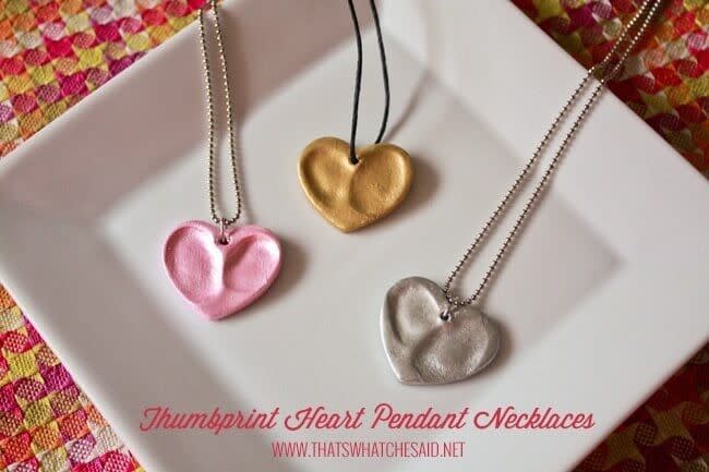 mothers day crafts for kindergarteners thumbprint heart necklaces