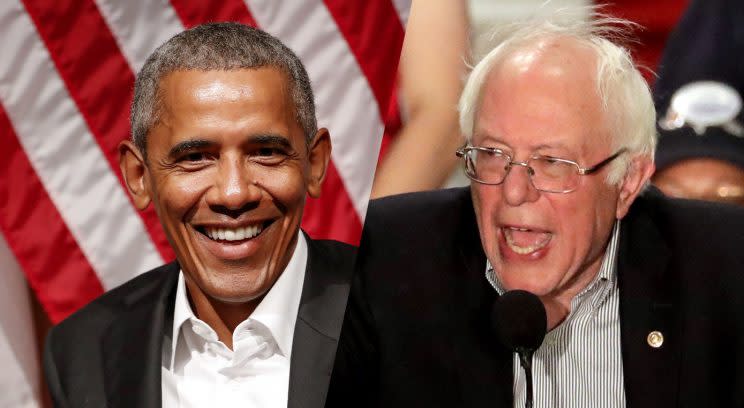 Former President Barack Obama and Senator Bernie Sanders