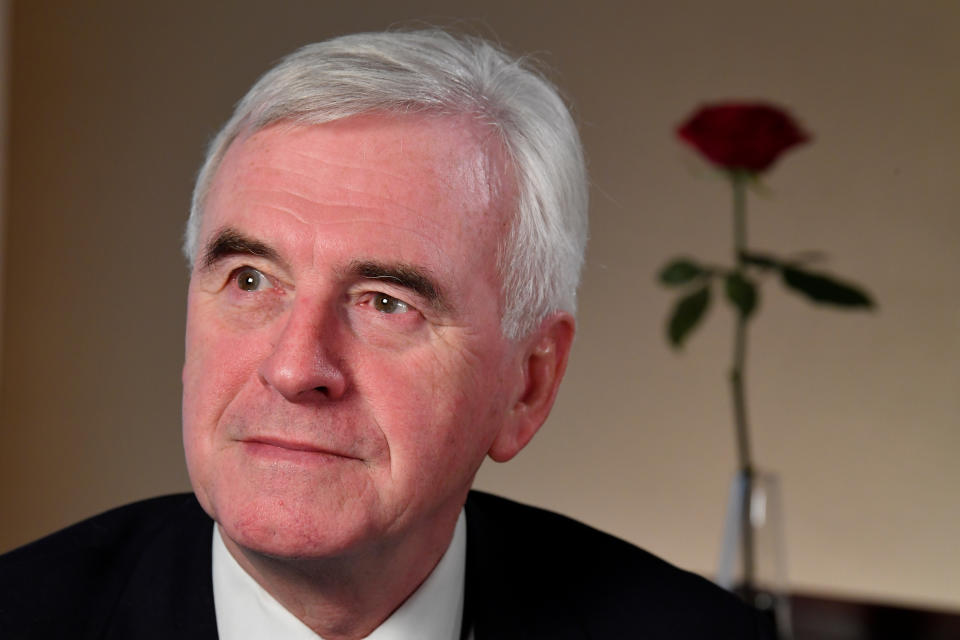 Britain's Shadow Chancellor of the Exchequer, John McDonnell, poses for a photograph during an interview, following a Reuters Newsmaker event in London, Britain November 21, 2018. REUTERS/Toby Melville