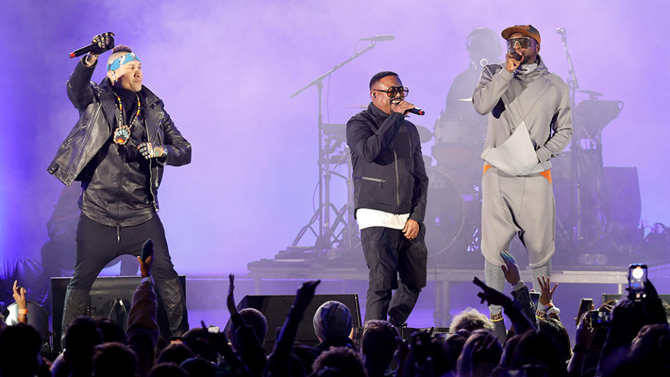 (L-R) Taboo, apl.de.ap, and will.i.am of Black Eyed Peas. (Photo by Amy Sussman/Getty Images for Audacy) - Credit: Getty Images for Audacy