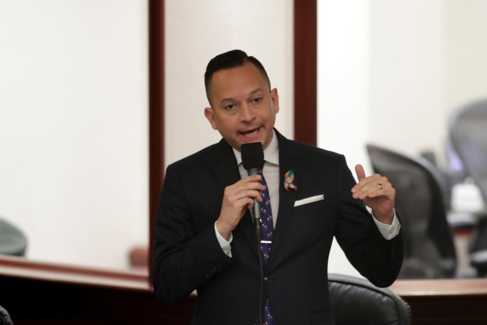 Rep. Carlos Guillermo-Smith, seen here speaking on the House floor in 2020, criticized the Florida Department of Education’s rejection of several math books submitted for use in Florida public schools.