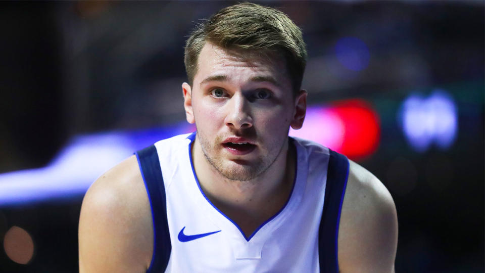 Dallas Mavericks gun Luka Dončić looking on during a game.