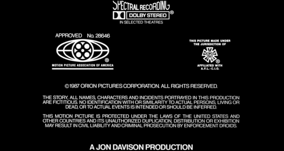 photo of end credits for Robocop movie