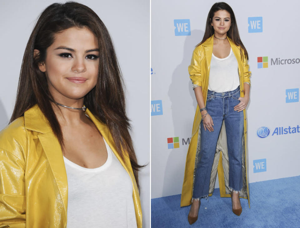 Sängerin Selena Gomez zeigte sich auf dem Event dagegen in einem ultramodernen Look aus Jeans von Vetements, Ledermantel und Shirt von The Row und dezenten Blahniks. Fresh! (4. April 2016, Bilder: WENN)