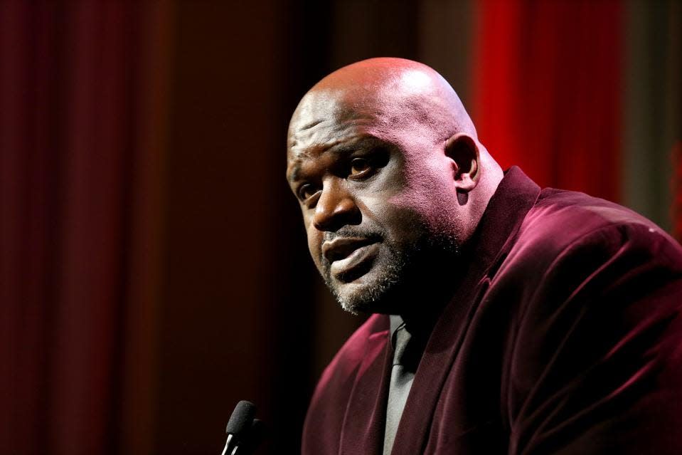 Shaquile O'Neal speaks onstage during the Sports Illustrated