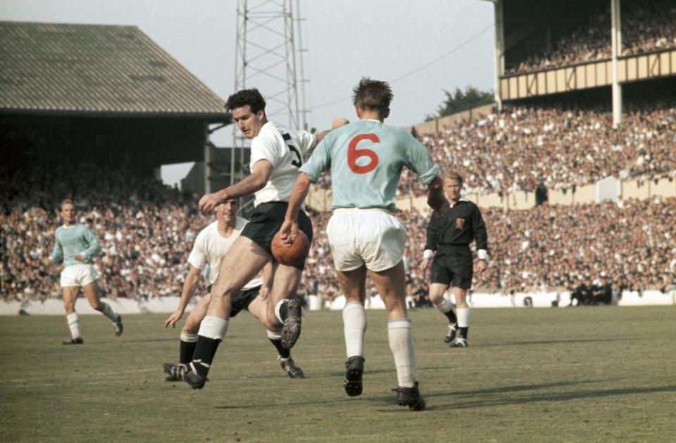 Maurice Norman (5) in action for Spurs against Manchester City at White Hart Lane, 1962 - Don Morley/Allsport/Getty Images