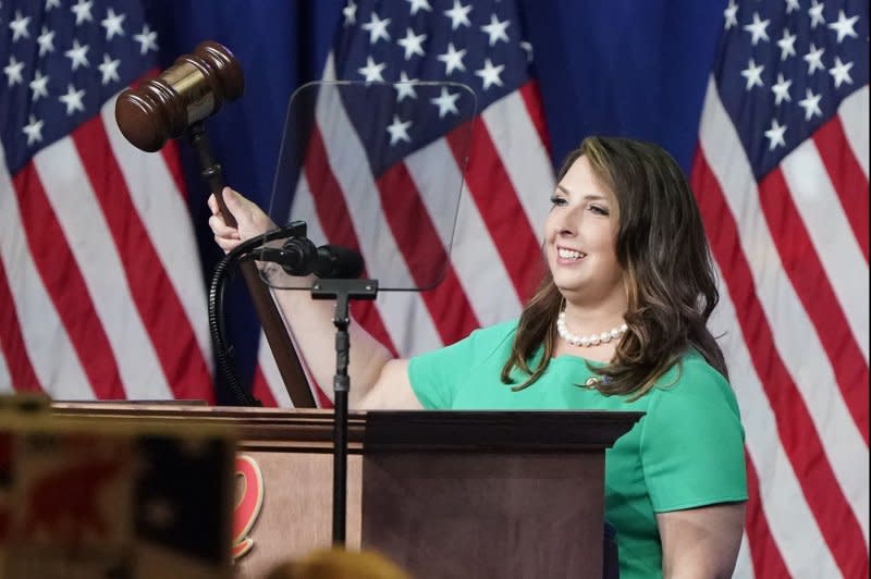 Republican National Committee Chairwoman Ronna McDaniel has been criticized by GOP presidential primary candidate Vivek Ramaswamy. File Photo by Chris Carlson/UPI