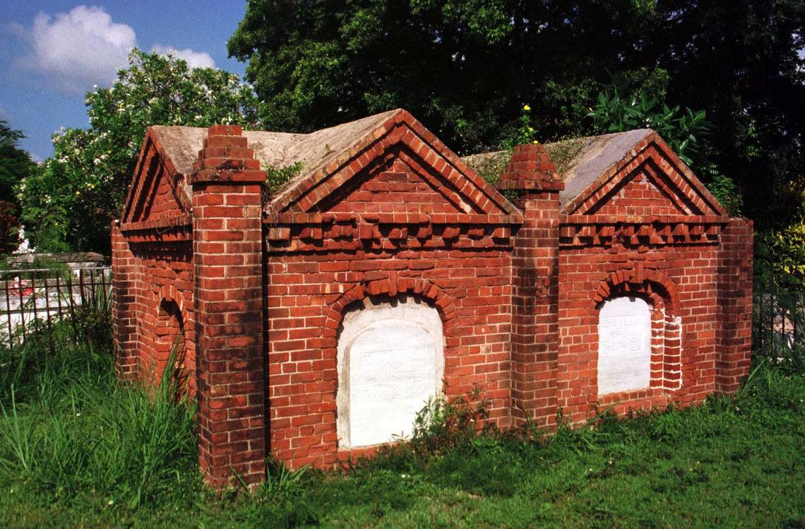 The Key West cemetery has many unusual crypts, such as this one made of brick.