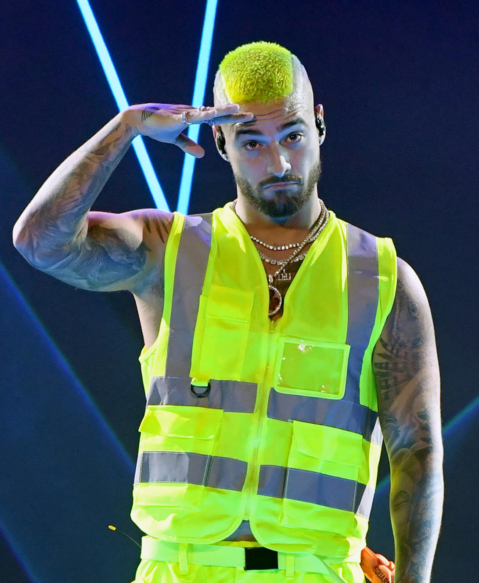 LAS VEGAS, NEVADA - SEPTEMBER 14:  Singer/songwriter Maluma performs at the Mandalay Bay Events Center on September 14, 2019 in Las Vegas, Nevada.  (Photo by Ethan Miller/Getty Images)