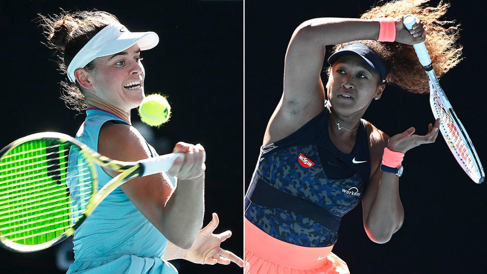 Pictured here, Jennifer Brady and Naomi Osaka in action at the Australian Open.