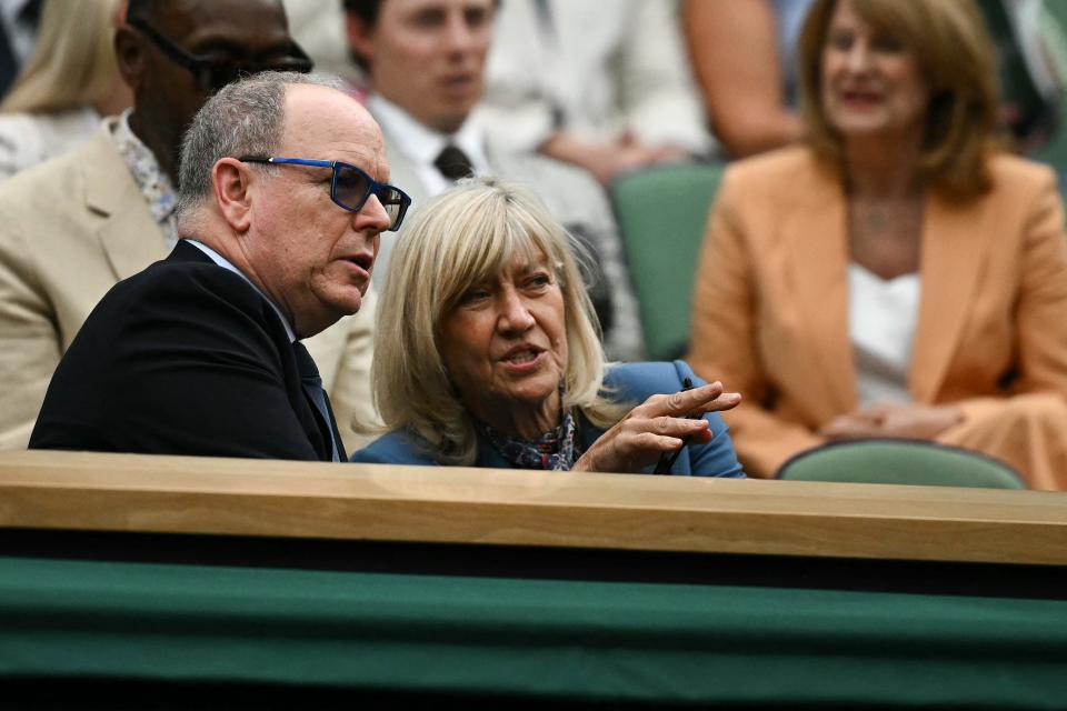 Prince Albert II strategically looks over the Centre Court from the royal box.