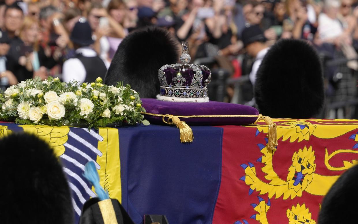 The coffin of Queen Elizabeth II on Tuesday.