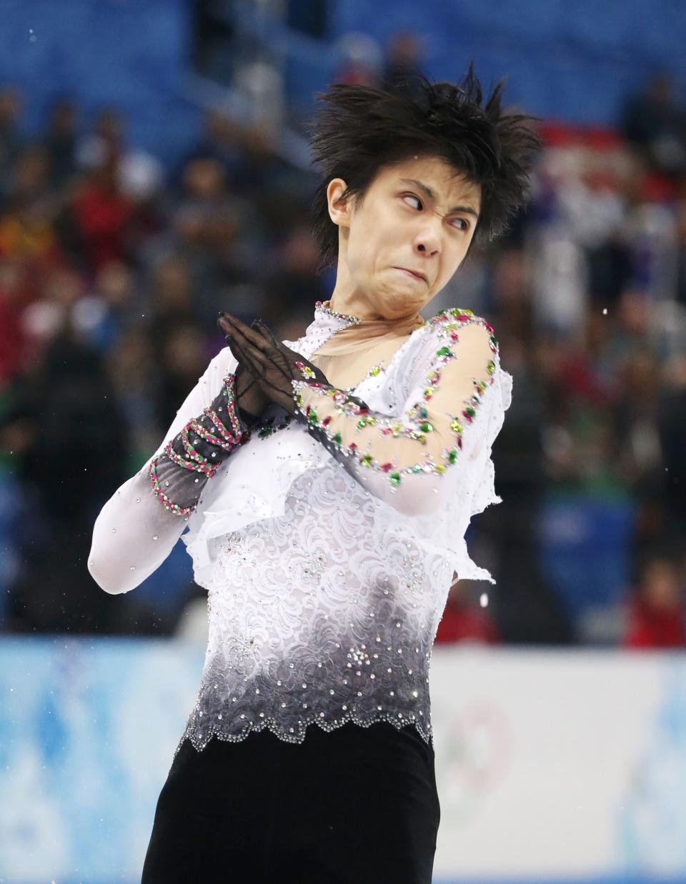 Japan's Yuzuru Hanyu competes during the Figure Skating Men's Free Skating Program at the Sochi 2014 Winter Olympics