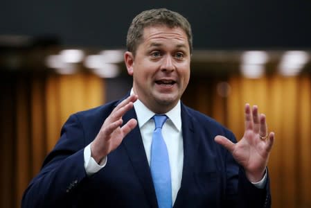 FILE PHOTO: Conservative leader Scheer speaks in the House of Commons on Parliament Hill in Ottawa