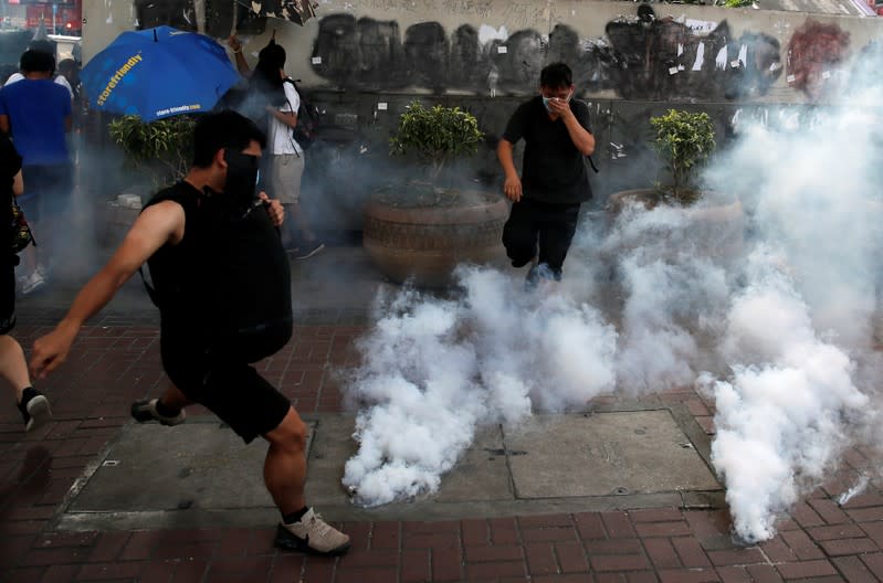 Anti-government demonstrators protest in Hong Kong