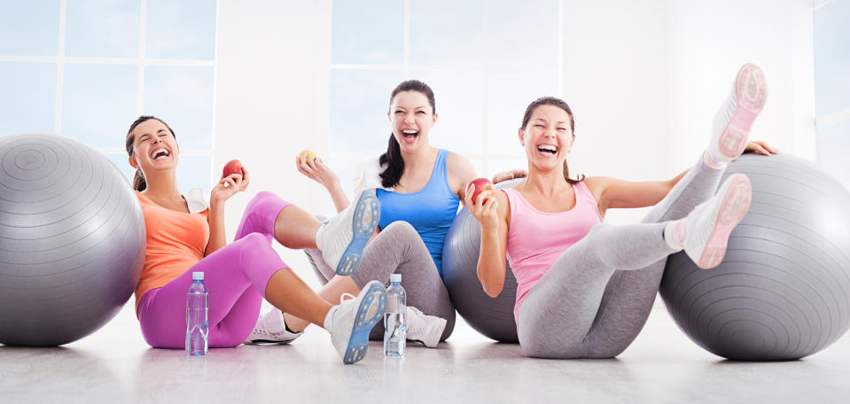 Beautiful young women having fun after a long workout!