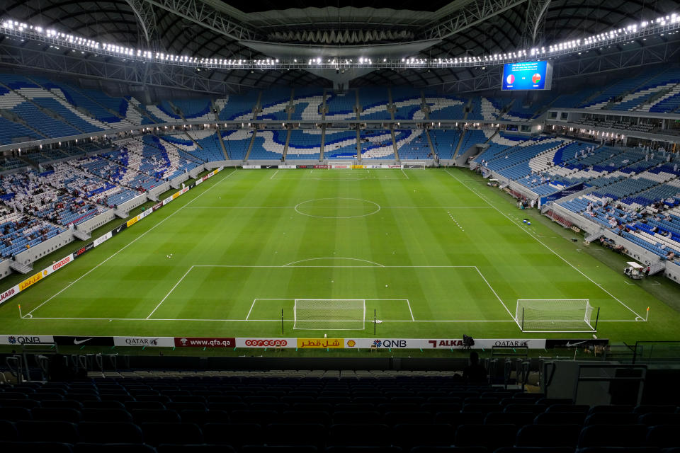 DOHA, QATAR  - OCTOBER 15: General view of the Al Janoub Stadium before the joint 2022 FIFA World Cup and 2023 Asian Cup Qualifier between Qatar and Oman on the 15th of October 2019, Doha, Qatar. (Photo by Simon Holmes/Simon Holmes)