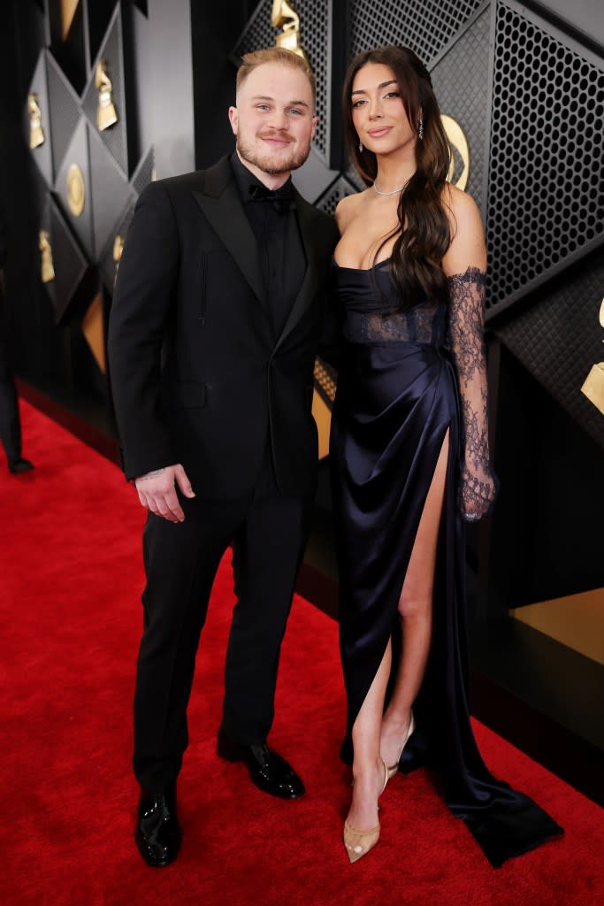 (L-R) Zach Bryan and Brianna LaPaglia attend the 66th GRAMMY Awards at Crypto.com Arena on February 04, 2024 in Los Angeles, California.