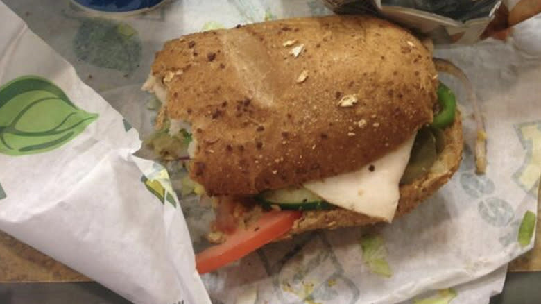 Sandwich on Subway 9-grain honey oat