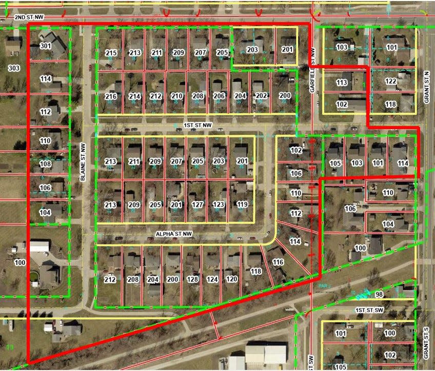 Bondurant residents in the red-outlined area are asked to refrain from using water until 5 p.m. Thursday, Jan. 27, 2022, as a broken water main is repaired.