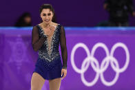 <p>Canada’s Gabrielle Daleman competes in the women’s single skating free skating of the figure skating event during the Pyeongchang 2018 Winter Olympic Games at the Gangneung Ice Arena in Gangneung on February 23, 2018. / AFP PHOTO / ARIS MESSINIS </p>