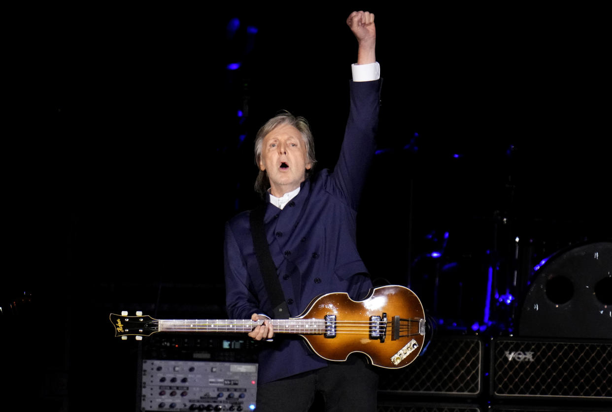 Inglewood, CA - May 13:  Paul McCartney performs during his Got Back tour at SoFi Stadium in Inglewood on Friday, May 13, 2022. (Photo by Keith Birmingham/MediaNews Group/Pasadena Star-News via Getty Images)