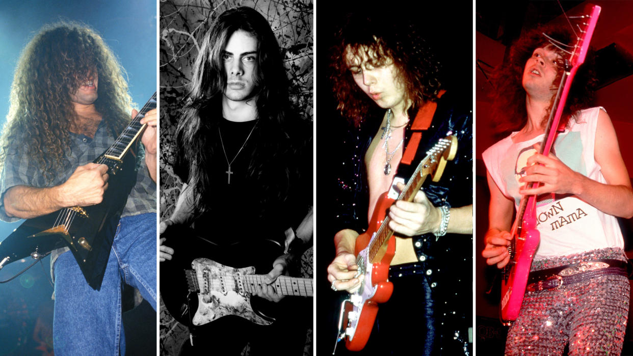  (from left to right) Marty Friedman, Richie Kotzen, Yngwie Malmsteen and Paul Gilbert, four legendary guitarists who got their start with Shrapnel Records. 