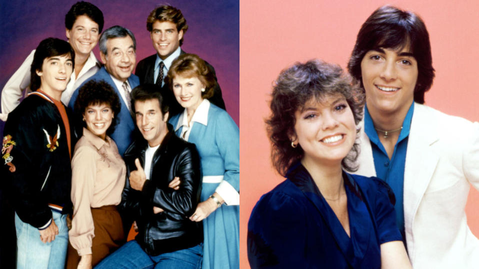 <p>The spin-off series starred Erin Moran and Scott Baio as the titular characters and followed their lives in Chicago, where they were trying to make it big as rock stars. Moran and Baio performed during each episode and even sang to each other in the opening credits. John Travolta’s sister Ellen Travolta played Chachi’s mother. <i>Copyright [Everett Collection/REX/Shutterstock - Courtesy Everett Collection/REX/Shutterstock]</i></p>