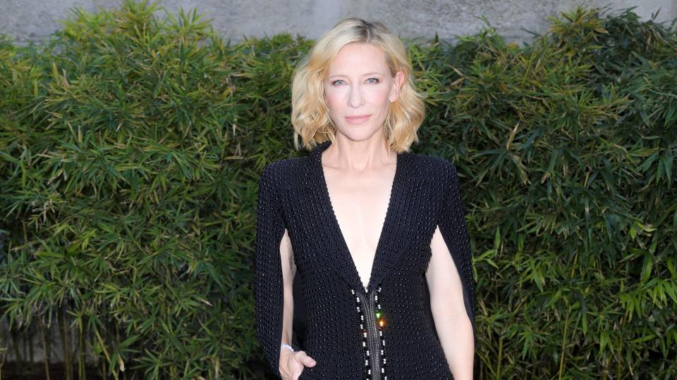 Cate Blanchett wearing a plunging jumpsuit 