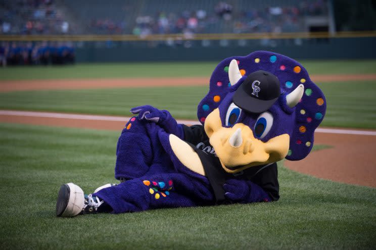 Is this the mascot responsible for the lack of burgers at Coors Field? (Getty Images/Dustin Bradford)