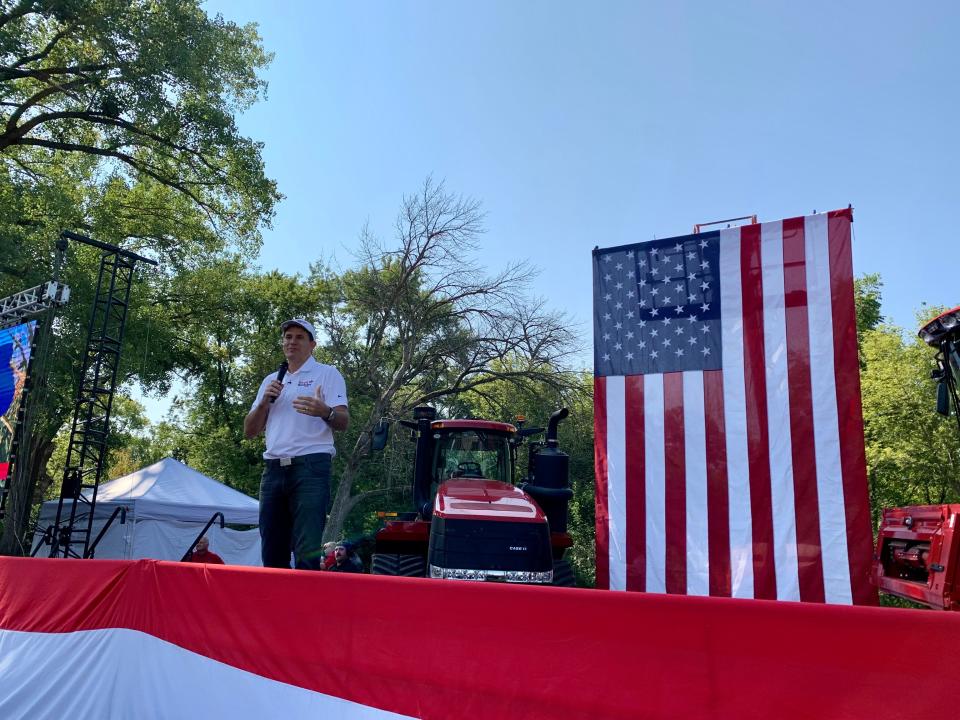 Texas businessman and pastor Ryan Binkley joined five other Republican presidential candidates at the Story County Fairgrounds for the 4th Congressional District Presidential Tailgate and Straw Poll in the hopes of appealing to Iowa voters ahead of the Cy-Hawk game in Ames on Saturday, Sept. 9, 2023.