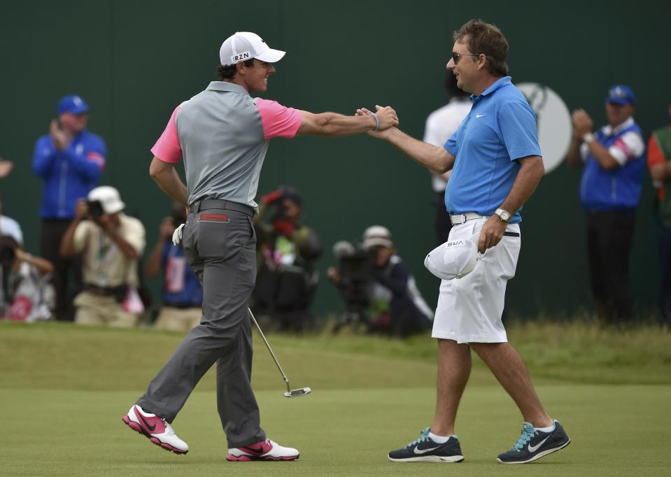 Rory McIlroy celebrates British Open win