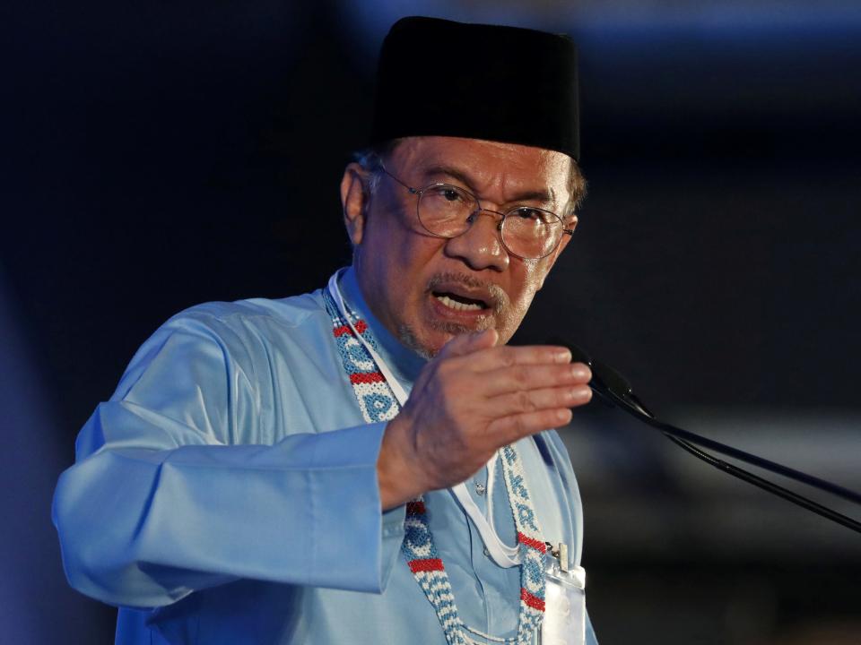 FILE PHOTO: President of the People’s Justice Party Anwar Ibrahim gives the keynote address during their general assembly in Melaka, Malaysia, December 7, 2019. REUTERS/Lim Huey Teng