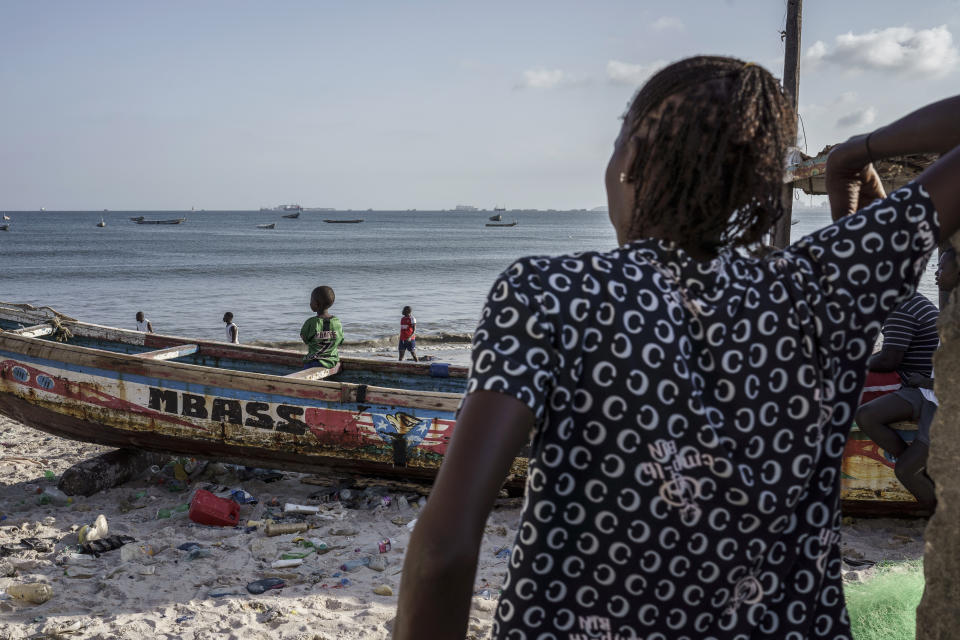 CORRECTS FAMILY NAME TO NDIAYE - Salamba Ndiaye, a 28-year-old who tried to migrate to Europe twice, is photographed at the beach in Thiaroye-Sur-Mer, Senegal, Friday, Aug. 23, 2024. Ndiaye is one of thousands of young Senegalese who try to flee poverty and the lack of job opportunities in the West African country each year to head to Spain. More than 22,300 people have landed on the Canary Islands from January to mid-August this year, (AP Photo/Annika Hammerschlag)