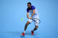 Tennis - ATP World Tour Finals - The O2 Arena, London, Britain - November 16, 2017 Croatia's Marin Cilic in action during his group stage match against Switzerland's Roger Federer REUTERS/Toby Melville