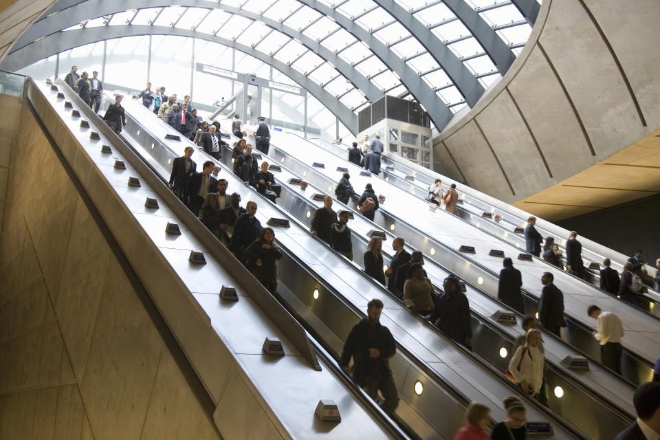 Canary Wharf escalator to subway