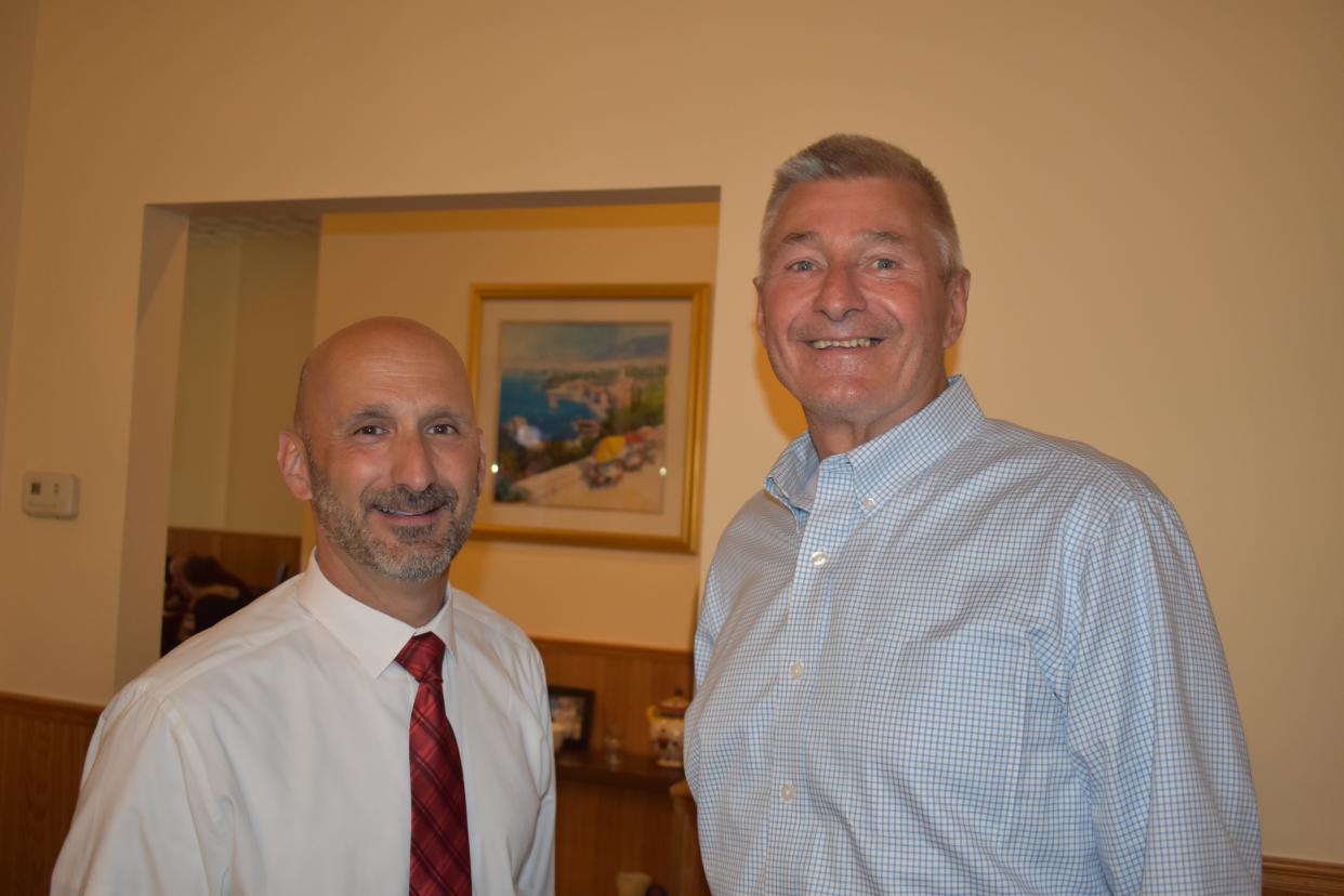 Carmel Town Supervisor Michael Cazzari, left, with former Town Supevisor Ken Schmitt, who negotiated the Swan Cove purchase in 2018.