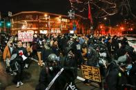 Protestors march after the New York grand jury voted not to indict officers in Prude's death