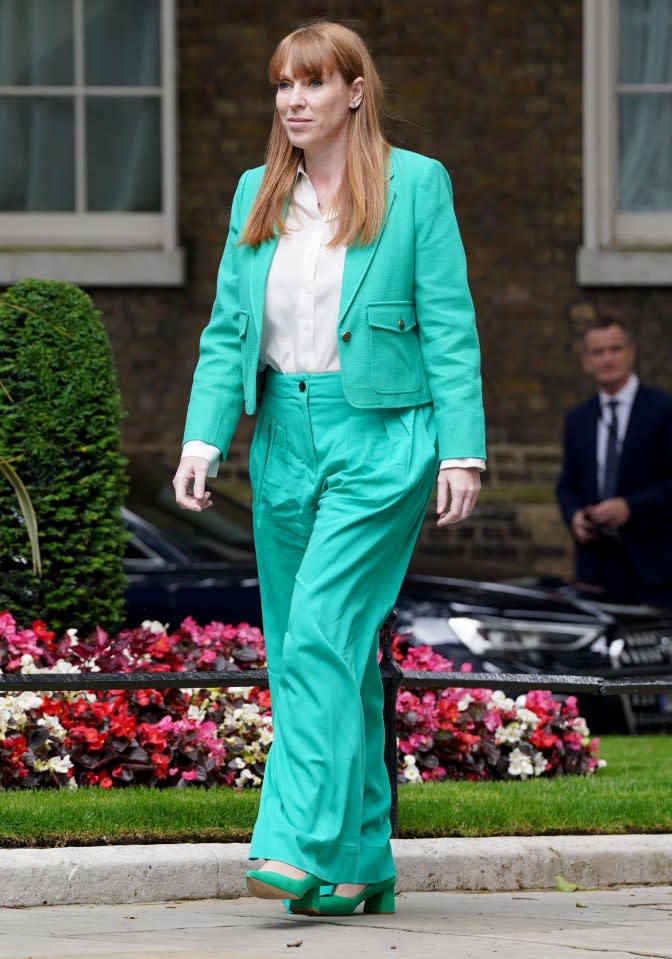 Deputy Prime Minister and Secretary of State for Levelling Up, Housing, and Communities, Angela Rayner arrives at 10 Downing Street,. Photo credit should read: Lucy North/PA Wire