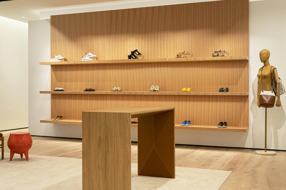 Footwear display at Lafayette 148’s new Naples location. - Credit: courtesy shot.