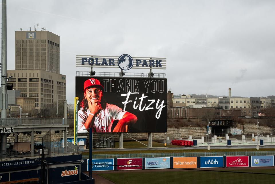 Former WooSox player Ryan Fitzgerald was honored at Polar Park Saturday as part of “Farewell to Fitzy Day” in Worcester. The infielder was selected by the Kansas City Royals in the Rule 5 Draft on Dec. 6, 2023, after spending five seasons in the Red Sox organization.