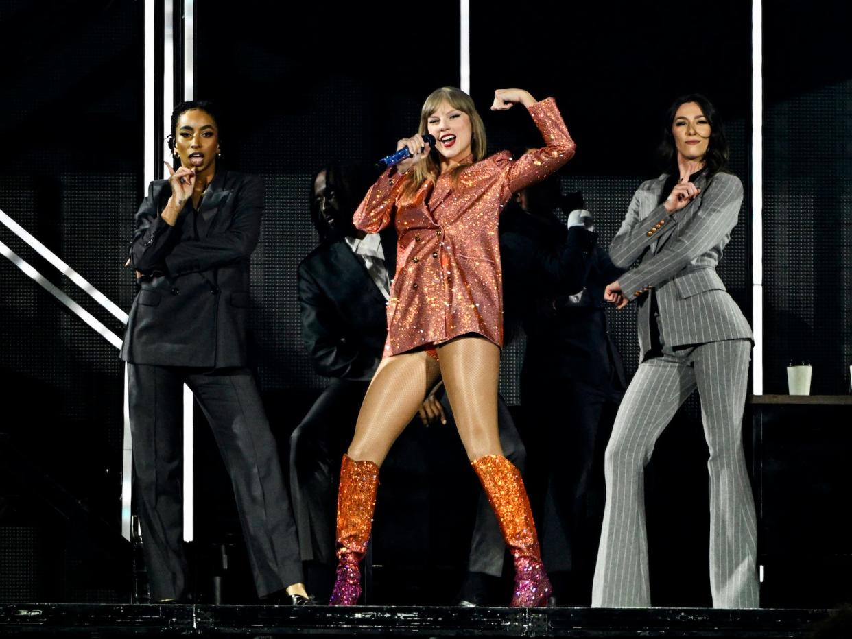 Taylor Swift performs at The Eras Tour in Nanterre, France.