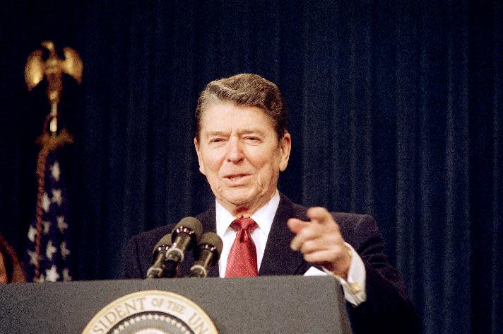 The glory days? Ronald Reagan in 1988. (AP Photo/Barry Thumma)