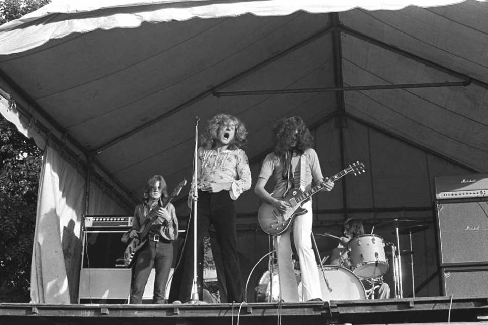 Led Zeppelin onstage at the 1969 Bath Festival