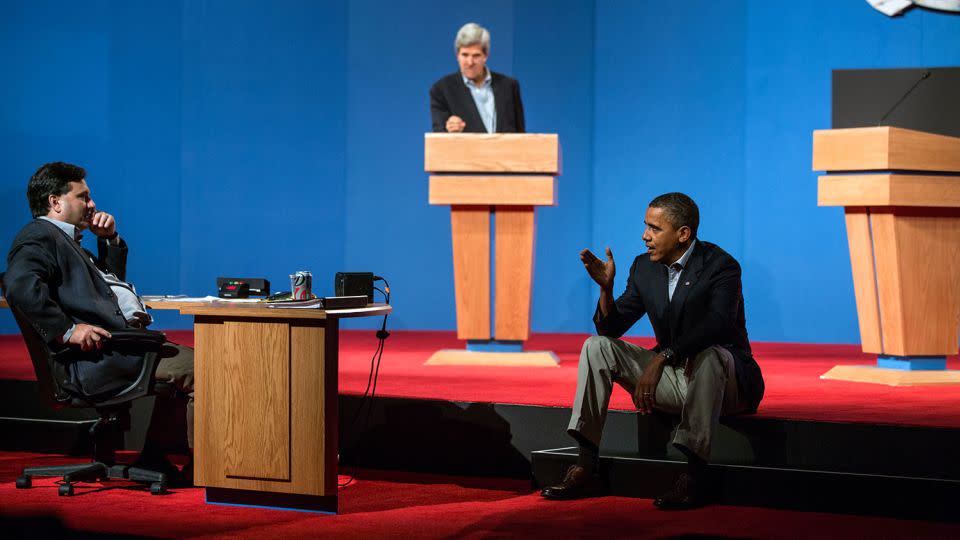 Then-President Barack Obama talks with Ron Klain during debate preparations in Henderson, Nevada, in 2012. - Pete Souza/The White House